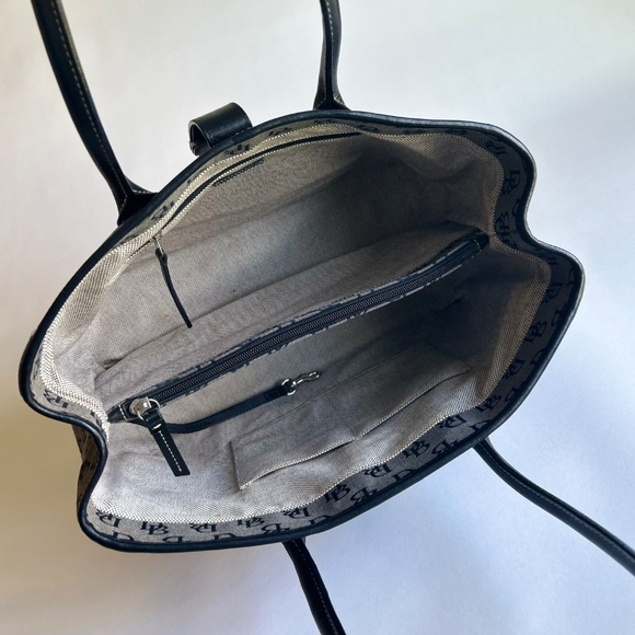 Dooney & Bourke Grey Black Canvas Leather Tote Shoulder Bag - Picture 11 of 14